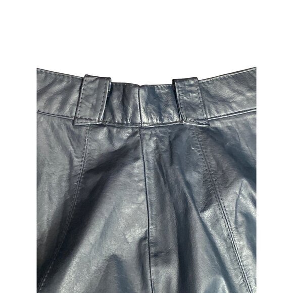 Vintage 80s Navy Blue Leather High Waist Pleated Tapered Pants Korea Sz 4 - Picture 12 of 15